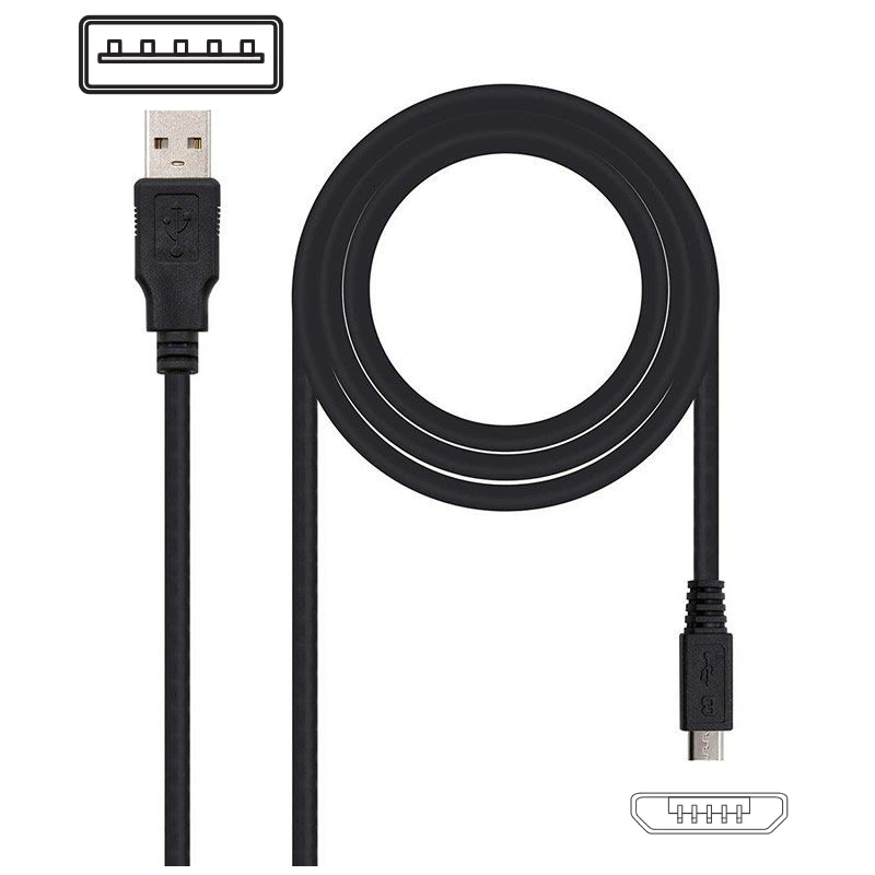Cable USB 2.0 Nanocable 10.01.0501/ USB Macho - MicroUSB Macho/ 1.8m