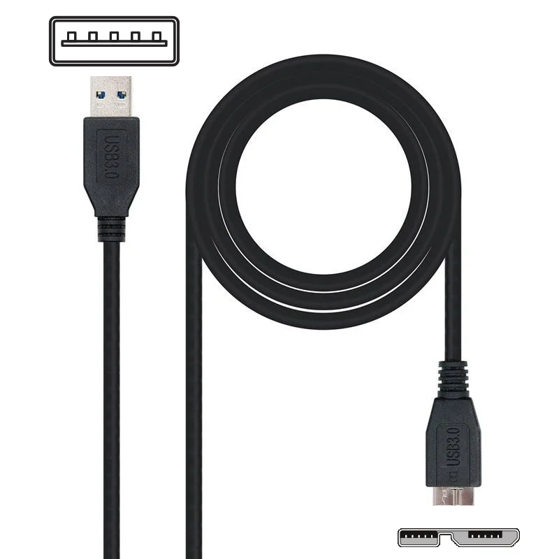 Cable USB 3.0 Nanocable 10.01.1101-BK/ USB Macho - MicroUSB Macho/ 1m