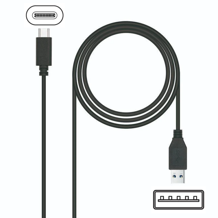 Cable USB 3.1 Nanocable 10.01.4000/ USB Tipo-C Macho - USB Macho/ 0.5m
