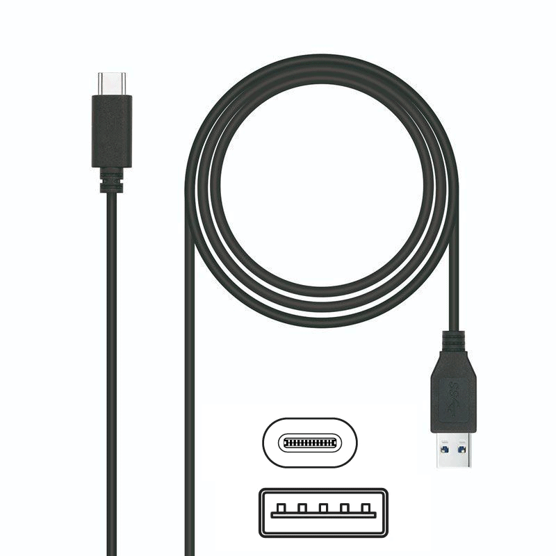 Cable USB 3.1 Nanocable 10.01.4001-L150/ USB Tipo-C Macho - USB Macho/ 1.5m/ Negro
