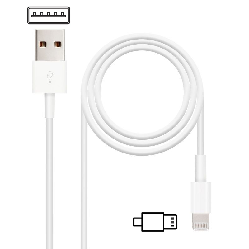 Cable USB 2.0 Lightning Nanocable 10.10.0401/ USB Macho - Lightning Macho/ 1m